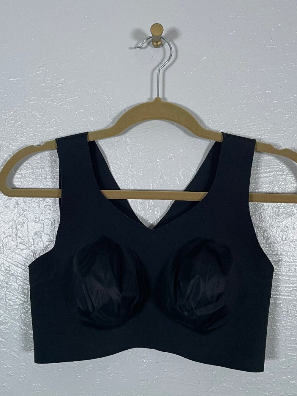 Honeylove Women Plus Size 3X Black V Neck Bra Wireless Soft Cups Wide Straps